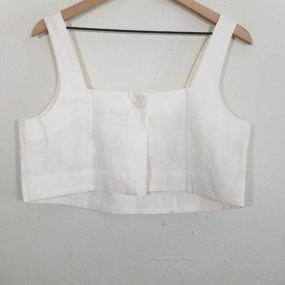Banana Republic White Linen Square-Neck Crop Top - Picture 2 of 6